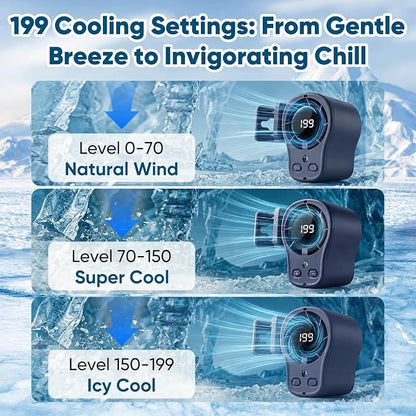 Portable Clip on Air Conditioner Fan for Car with LED Display, 360° Rotation 199 Speeds Mini Cooling Fans, USB Rechargeable Personal Fan for Car Vehicle, Travel, Stroller, Office, Camping - Image 3