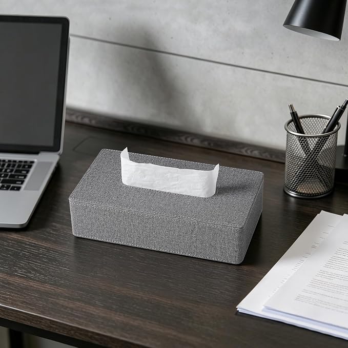 Rectangle Tissue Box Cover with Magnetic Closure, Inner Height 2.2" | 2 Different Sizes, PU Leather Tissue Box Cover, Decorative Rectangular Tissue Holder for Bathroom Nightstand Car Office - Image 5