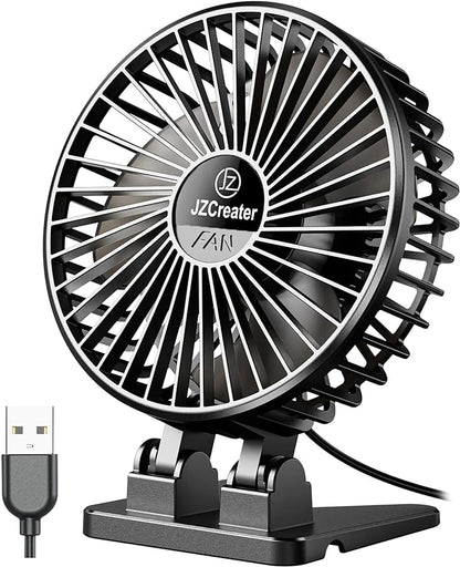 JZCreater USB Desk Fan, Mini Portable, 3 Speeds - Quiet Personal Cooling Fan for Home Desktop Office Travel Bedroom, Deep Black (2Pack) - Image 7