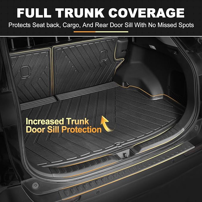 AOMSAZTO Floor Mats & Cargo & Seatback Mats & Door Sill Protector Compatible with 2019-2025 Toyota RAV4 (Not for Hybrid): All Weather Protection TPE Floor Liners Full Protection - Image 4