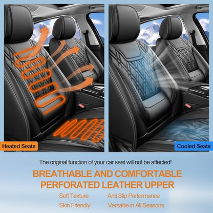 Car Seat Covers Compatible with GMC Yukon 2007-2025 2026 - Full Set 5 Seats Luxury Leather All-Weather Seat Cushions & Protectors, Waterproof & Breathable, Airbag Compatible (Black) - Image 6