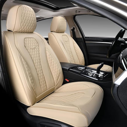 Coverado Seat Covers, Car Seat Covers Front Seats, Beige Car Seat Cover, Waterproof Car Seat Covers, Car Seat Cushion, Front Car Seat Covers Leatherette Car Seat Protector Universal Fit Most Cars by COVERADOAUTO