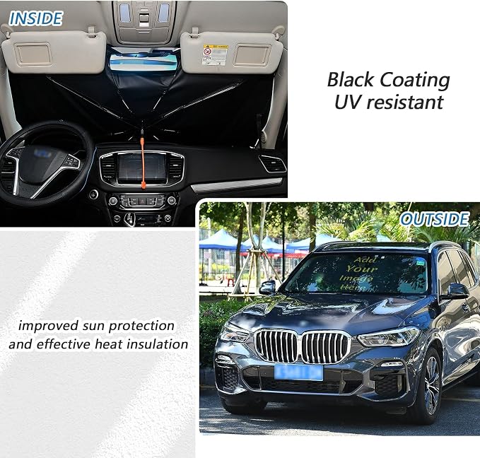 Car Sun Shade Windshield Custom Car Umbrella Foldable Uv Ray Reflector Front Window Sun Shade Visor Shield Cover - Image 5
