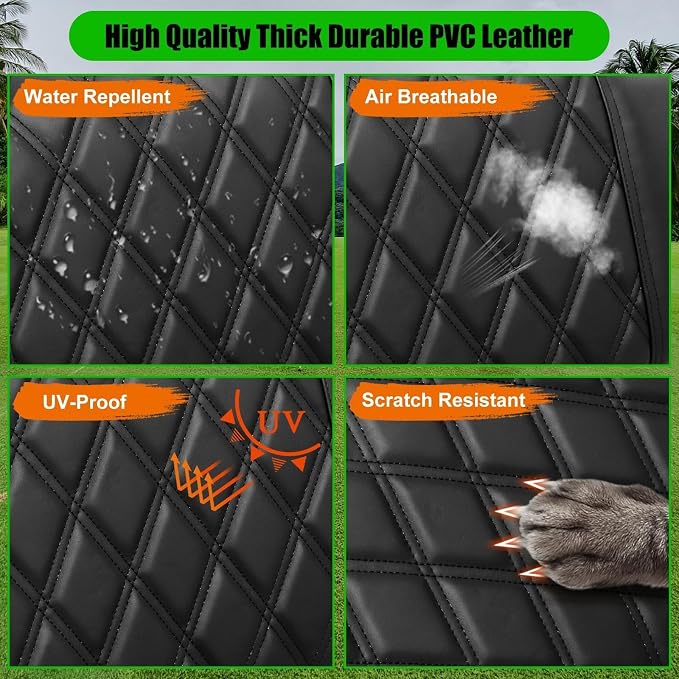Golf Cart Seat Covers for Club Car Precedent Marine Leather Diamond | Protect & Refresh Worn Seats, Precise Fit, Staple-Free Install, Comfort, Anti-Scratch, Anti-Fading, Easy Clean Black - Image 4