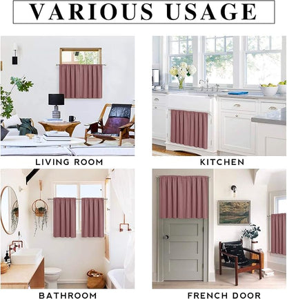RYB HOME Blackout Curtains for Bedroom Living Room Nursery 72 inches Long | Room Darkening Thermal Insulated Privacy Rod Pocket Drapes for Office Home Theater Laundry, W42 x L72, Dusty Rose, 2 Panels - Image 7