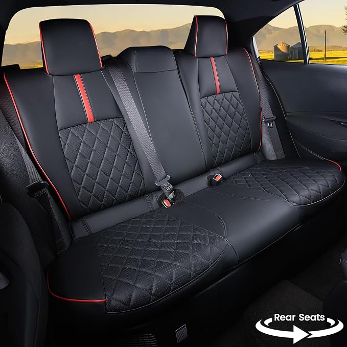 HKZ Customized Special seat Cover for Toyota Corolla (Black+Red, 2020-2022 Corolla XSE) - Image 2