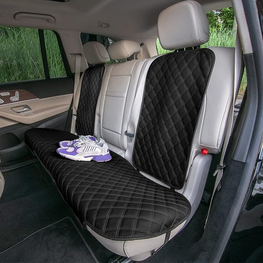 FH Group Car Seat Cushion Rear Set Black Faux Leather Automotive Seat Cushions - Universal Fit, Rear Car Seat Cushions With Non-slip Silicone Backing for SUV, Sedan, Van, Black - Rear Set - Image 2