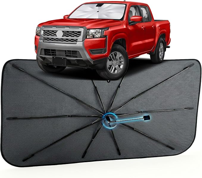 Car Windshield Sun Shade Umbrella for Nissan Frontier 2022-2026, 1:1 Fit | [Reflective Coated Fabric] Car Shades Sun Visor Keep Car Cool and Protects Interior, Sunshade Umbrella for Front Window by MakeLifeBetter