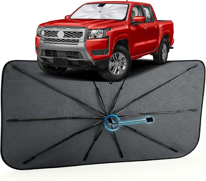 Car Windshield Sun Shade Umbrella for Nissan Frontier 2022-2026, 1:1 Fit | [Reflective Coated Fabric] Car Shades Sun Visor Keep Car Cool and Protects Interior, Sunshade Umbrella for Front Window by MakeLifeBetter