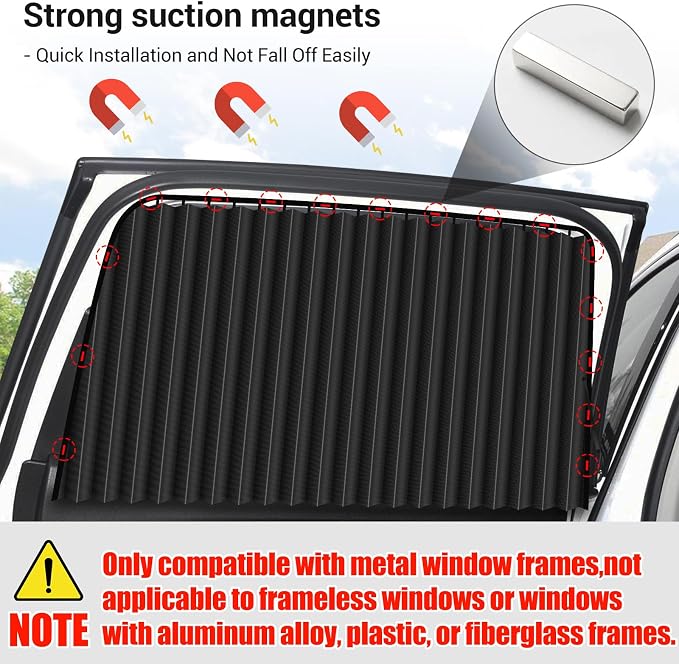 ZATOOTO Car Window Shades for Side Window, Magnetic Car Curtains, 4 Pack | Car Window Covers Blackout Blinds, UV Protection, Heat Insulation, Camping, Sleeping,Travel, Baby Safety, and Daily Use - Image 2