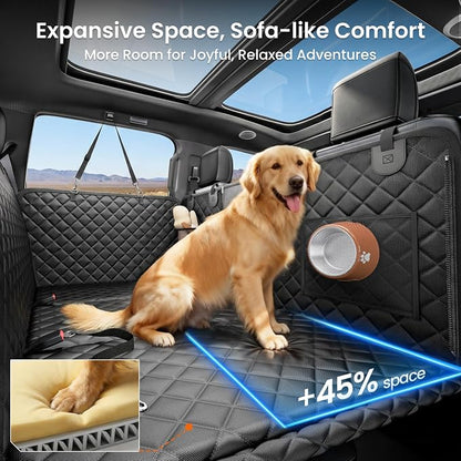 REEVAA 2.0 Truck Hard Bottom Back Seat Cover for Large Dogs, XL, Black | Foam Padding, 600 lbs Extender, 45% More Space for Large Dogs, Waterproof, Zippered Mesh Window, Fits Crew Cab Trucks & SUVs - Image 3