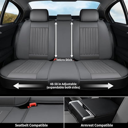 Coverado Car Seat Covers Full Set, Seat Covers for Cars,Gray Car Seat Cover, Waterproof Car Seat Protector, 5 Pieces Nappa Car Seat Cushion, Car Seat Covers Front Seats and Back Fit for Most Cars - Image 5