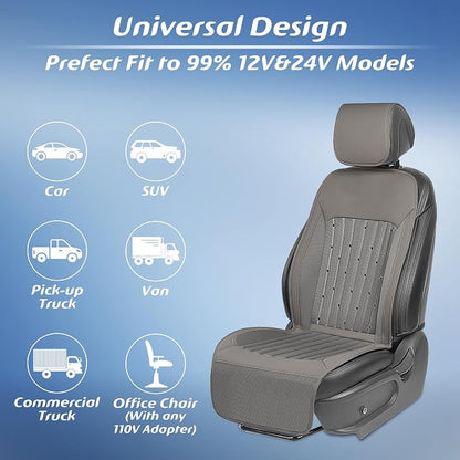 2026 Upgraded Cooling Car Seat Cover Front Seat, 12V-24V Ventilated Cooling Car Seat Cushion, Cooled Seat Cover for Car SUV Truck Universal Fit, Stone Grey - Image 6