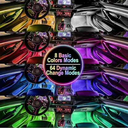 BFXM Car Interior Lights, 2 Set LED Lights Strip with USB Adapter | LED Lights for Car, Car Ambient Lighting, App & Remote Control Music Sync Color Change Lights for Truck Car Decor - Image 3