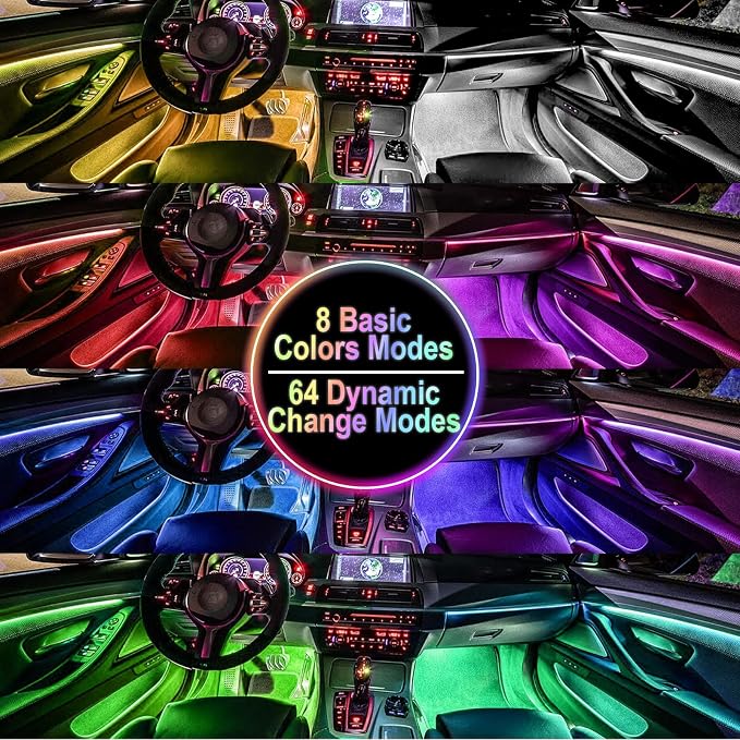 BFXM Car Interior Lights, 48LED Lights Strip with USB Adapter | LED Lights for Car, Car Ambient Lighting, App & Remote Control Music Sync Color Change Lights for Truck Car Decor - Image 6