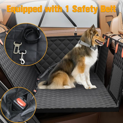 Dog Car Seat Cover for Back Seat, Hard Bottom Back Seat Extender | Rear Seat Pet Cover for Dogs - Supports 400lbs, Waterproof and Scratch Resistant Dog Hammock with Mesh Window For Cars & SUVs - Image 4