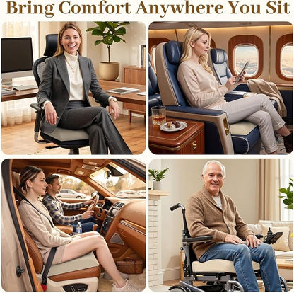 TranquilRelax XL Memory Foam Seat Cushion for Office Chair, Khaki | Medium-firm Support for Long Sitting, Washable Mesh Cover, Non-slip Base, Perfect for Car Seats & Short Drivers - Image 6