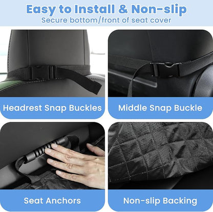 ELONGRIVER Dog Car Seat Covers, Waterproof Front Seat Cover | Scratch-Proof, Nonslip Pet Passenger Seat Cover Protector, Universal Fit for Cars Trucks SUVs, Large Size 1 Pack, Khaki - Image 4