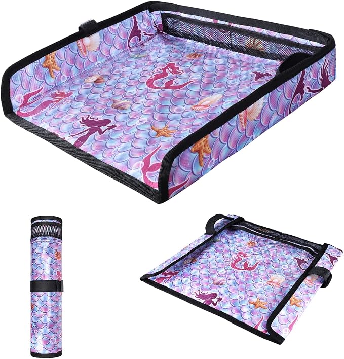 COOLBEBE Airplane Tray Table Cover, Foldable Travel Tray Cover | for Toddlers 1-3, Universal Fit for Airplane, Car Seat, High Chair, Machine Washable, Mermaid by COOLBEBE