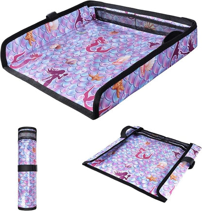 COOLBEBE Airplane Tray Table Cover, Foldable Travel Tray Cover | for Toddlers 1-3, Universal Fit for Airplane, Car Seat, High Chair, Machine Washable, Mermaid by COOLBEBE