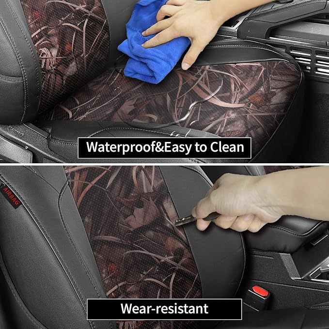 EKR Tacoma Leather Car Seat Covers Custom Fit for Toyota Tacoma 2012 2013 2014 2015 (Regular Seats) - Truck Seat Covers Full Set,Faux Leather(Black/Reed Camo) - Image 4