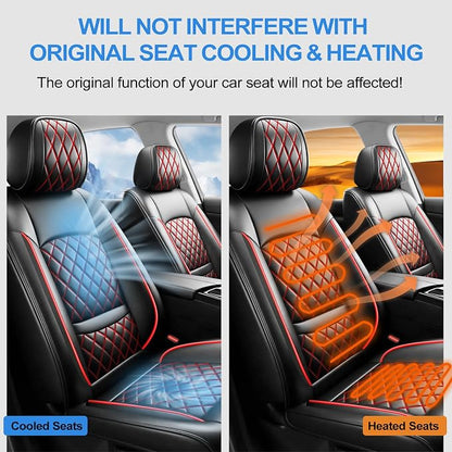 For Subaru Impreza 2012-2025 2026 Car Seat Covers, Front Pair, Redline | Luxury Full Coverage Leather Seat Protectors, Waterproof Breathable, Non-Slip, Easy to Install, Airbag Compatible, All-Season - Image 7