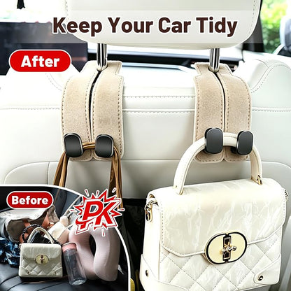 SUKIPIN Car Hooks, Car Seat Headrest Hooks for Purses and Bags 4-Pack Beige | Car Accessories for Women, Solid Durable Construction, Quick Tool-free Mounting, Universal Fit for Most Vehicle Headrests - Image 4