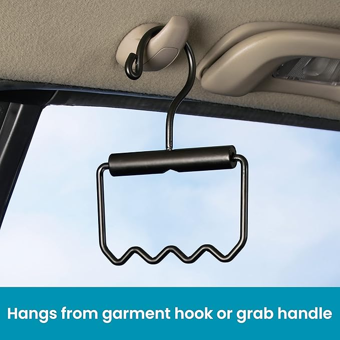 Heavy Duty Car Hanger for Clothes, Dry Cleaning and Garment Bags | High Road's Solid Steel Car Clothes Hanger Holds 12 Garments, Bottom Hooks Keep Hangers in Place, Easy Carry Handle - Image 2