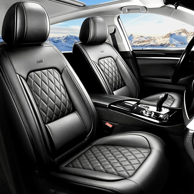 for Subaru Crosstrek 2016-2026 Car Seat Covers, Front Pair, Black | Luxury Full Coverage Leather Seat Protectors, Waterproof Breathable, Non-Slip, Easy to Install, Airbag Compatible, All-Season by Unknown