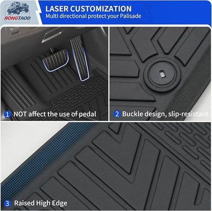Rongtaod Floor Mats Set for 2020-2025 Hyundai Palisade 7 Seats | Cargo Mat Cargo Liner Trunk Mat 2nd&3rd Row Kick Mat TPE All Weather 2024 Palisade Accessories - Image 3