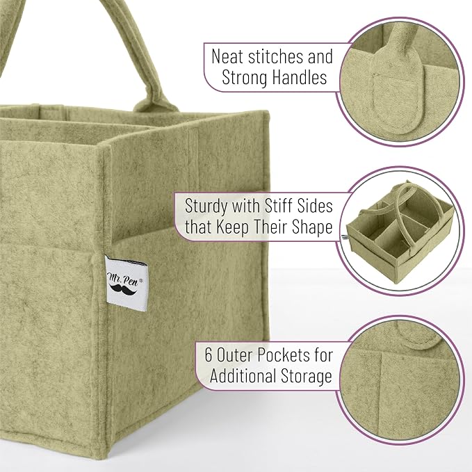 Mr. Pen- Baby Diaper Caddy Organizer, Olive Calm | Nursery Storage Bin and Car Organizer for Diapers and Baby Wipes - Image 3