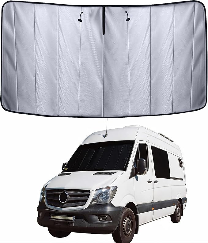 Living in a Bubble Insulated Blackout Windshield Cover for Mercedes Sprinter NCV3 & VS30, 2007-Current. Vanlife Must Have, Van Life Accessories & Essentials by LivinginaBubble