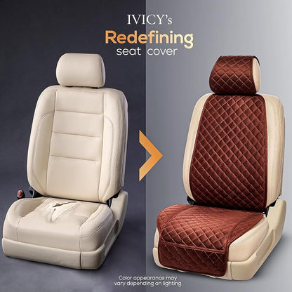 IVICY Faux Suede Front Car Seat Cover, Seat Protector, 1 Unit, Brown | Non-Slip Bucket Sear Cover for Most Cars, SUVs, Vans & Trucks – Machine Washable, Side-Airbag Friendly - Image 6