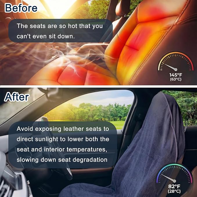 Car Seat Towel Cover, 2pcs Universal Front Seat Protector for Cars, SUVs and Trucks, Sweat Towel Car Seat Cover for Gym, Yoga, Swimming, Pets and Family Travel, Purple Gray - Image 4