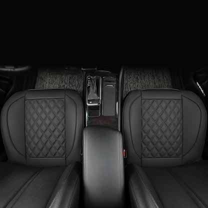 2 Pack Leather Front Car Seat Covers,Bottom Seat Covers for Cars,Driver Car Seat Cushion Cover,Luxury Seat Protectors,Waterproof,Full Wrap,for Most Vehicles,Sedan,Truck,SUV(Black) - Image 5