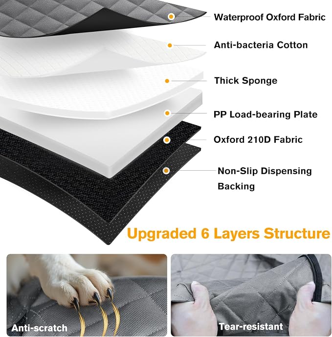 Dog Car Seat Cover for Back Seat, Hard Bottom Back Seat Extender | Rear Seat Pet Cover for Dogs - Supports 400lbs, Waterproof and Scratch Resistant Dog Hammock with Mesh Window For Cars & SUVs - Image 8