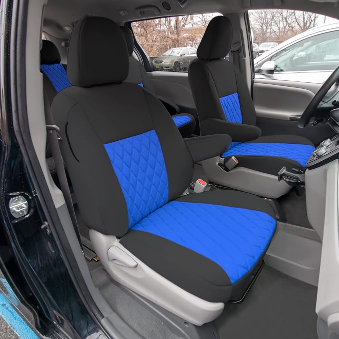 FH Group Custom Fit Car Seat Covers Specifically Made for 2011-2020 Toyota Sienna 7 Seater with Ultraflex Neoprene Water Resistant Automotive Seat Covers - Full Set Blue - Image 4