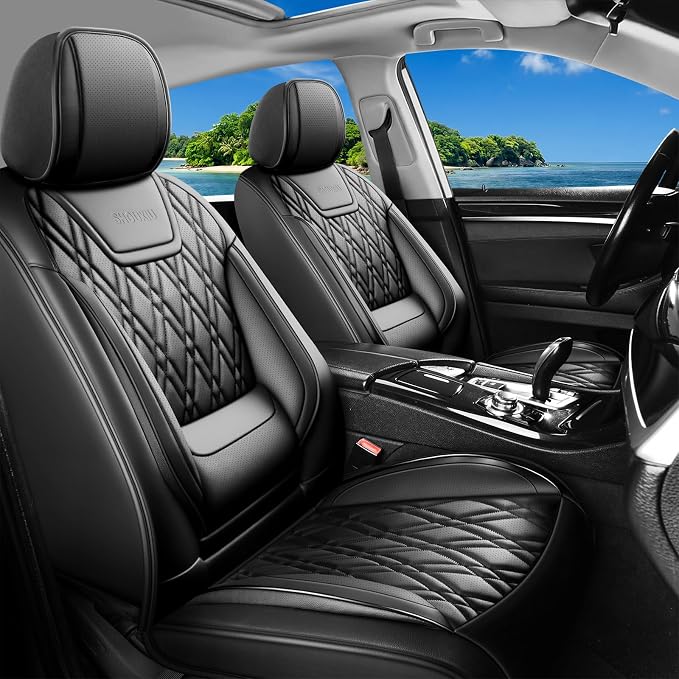 for Subaru Crosstrek 2016-2026 Car Seat Covers, Front Pair, Black | Luxury Full Coverage Leather Seat Protectors, Waterproof Breathable, Non-Slip, Easy to Install, Airbag Compatible, All-Season by Unknown