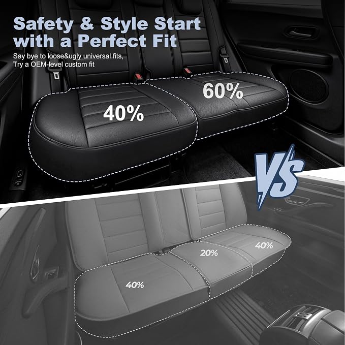 IKABEVEM Car Seat Covers for Honda HR-V/HRV 2016-2022 Custom Fit Full Set | EX, EX-L, LX, Sport,Touring, Waterproof Breathable Scratch Resistant Full Wrap Leather Car Protector, Airbag Compatible - Image 4