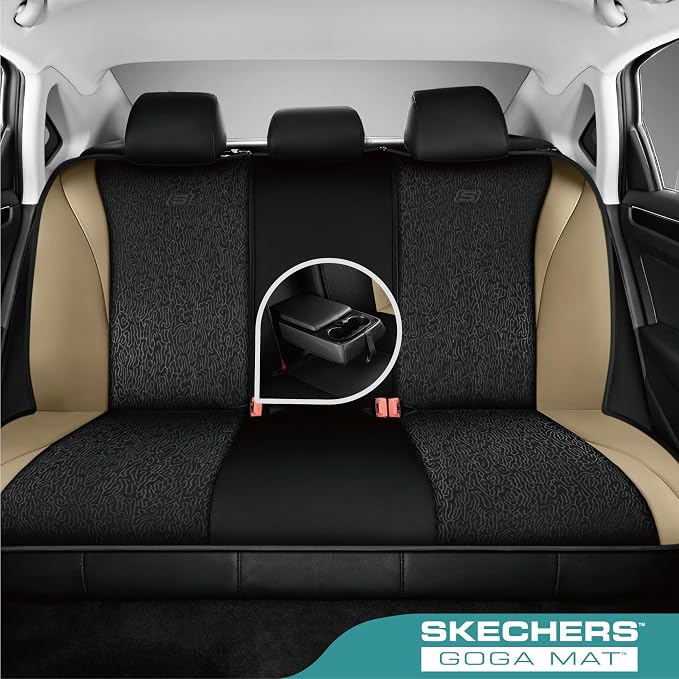 Skechers Car Seat Covers,Leather Seat Covers with GOGA Mat Technology,Waterproof Car Seat Covers Full Sets,Airbag Compatible,Comfort Universal Fit for Most Cars,Vans,Trucks,SUVs,Beige - Image 3
