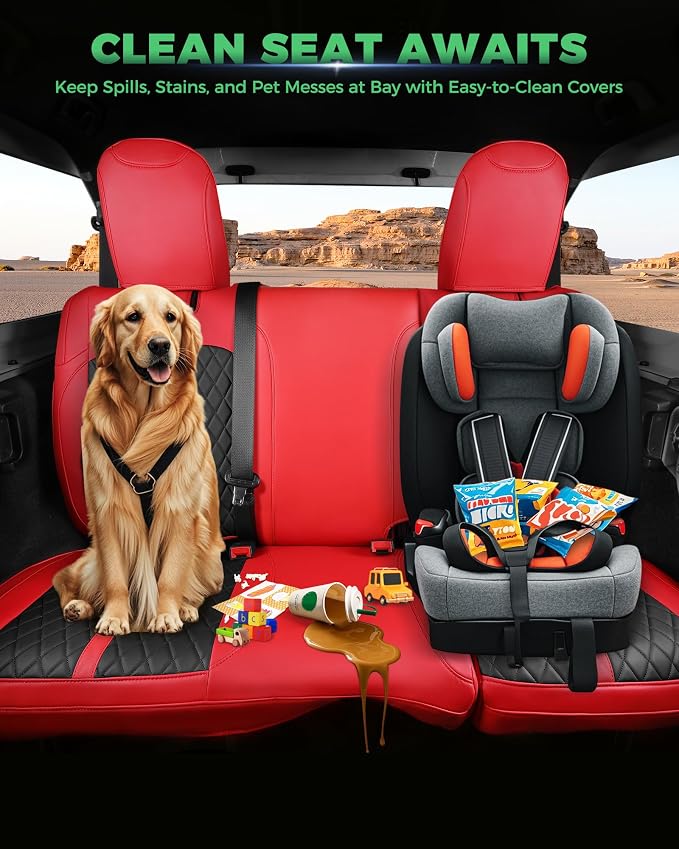 RIDEPOSH for Jeep Wrangler Leather Custom Car Seat Covers Full Set 4 Door | 2013-2017 JK, Luxury Accessories, Waterproof Protectors, 40/60 Spilt, Full Wrap, Durable, Back Organizer, Anti-slip, 5 Seats - Image 6