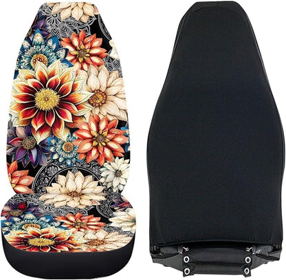 Dahlia Flowers Blossom Car Seat Covers for Front Seats Ethnic Style Bucket Seat Covers Universal Fit for SUV Truck Sedan Front Seat Protector,2 Piece Set - Image 4