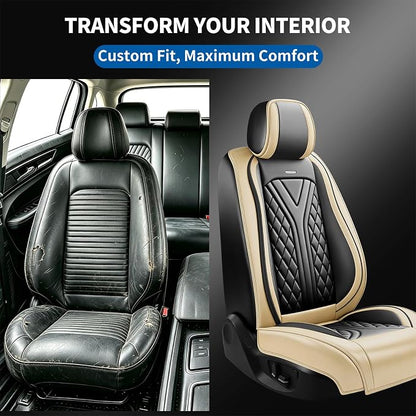 for GMC Yukon 2007-2026 Car Seat Covers, Full Set, Beige | Luxury Full Coverage Leather Seat Protectors, Waterproof Breathable, Non-Slip, Easy to Install, Airbag Compatible, All-Season - Image 5