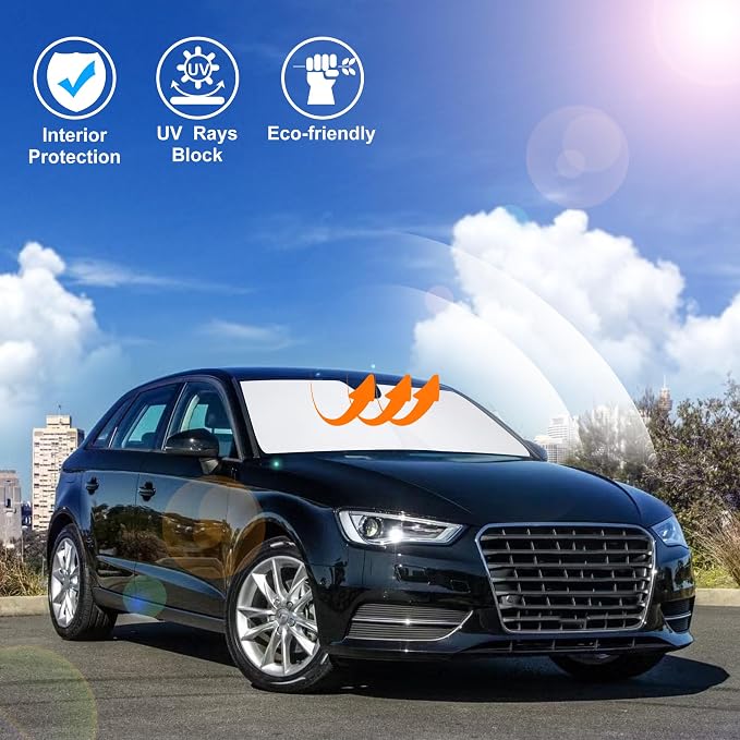 Windshield Sun Shade for 2014-2019 2020 Audi A3 Accessories | Full covered for windshield, Foldable & Durable, Block UV Rays, Reduce Heat, Easy to install, Keep Car Cooler - Image 5