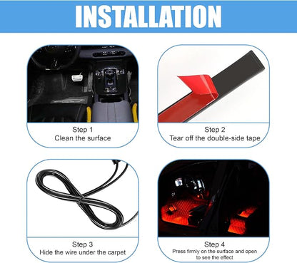 Car LED Strip Light, 24 LED 12V Cigarette Lighter Port, Red | RGB Neon Auto Interior Atmosphere Lights, Under Dash Ambient Night Light, Universal Decorative Lamp Accessory for Car Truck - Image 4