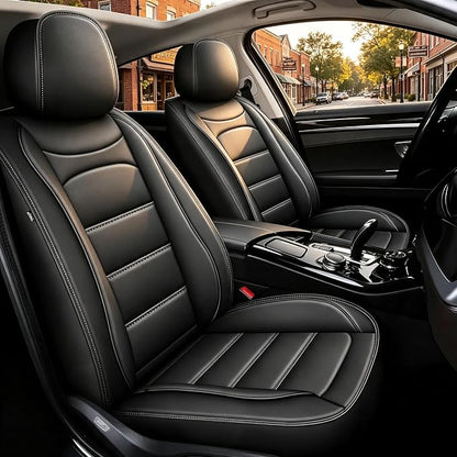 IKABEVEM Car Seat Covers for Jeep Liberty 2008-2012 Full Set(5 Seats) | Luxury Fuax Leather, Waterproof, Airbag Compatible, Easy to Install, Scratch‑Resistant Seat Protection, Black by IKABEVEM