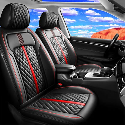 Fit Ioniq Seat Covers Custom Fit for Hyundai Ioniq 2017-2026, Full Set | Premium Leather Full Coverage Protectors, Waterproof, Breathable, Scratch Resistant, Easy Wipe, Airbag Compatible, RedTrim by FiveFox