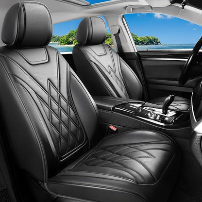 for Subaru Outback 2007-2026 Car Seat Covers, Front Pair, Black | Luxury Full Coverage Leather Seat Protectors, Waterproof Breathable, Non-Slip, Easy to Install, Airbag Compatible, All-Season by Unknown