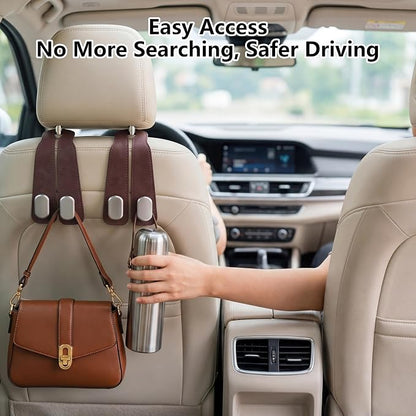 Car Seat Headrest Hooks for Purses & Shopping Bags, 2 Pack Suede Car Purse Hook, Double Hooks Secure Bags While Driving, Elegant & Durable, Simple to Install, Fits Handbags, Grocery Bags, Bottles. - Image 6