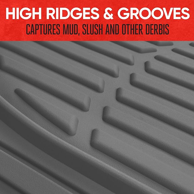 Motor Trend 2 Piece Front Car Floor Mats- Gray FlexTough Contour Liners-Deep Dish Heavy Duty Rubber Floor Mats for Car SUV Truck & Van-All Weather Protection, Universal Trim to Fit - Image 3